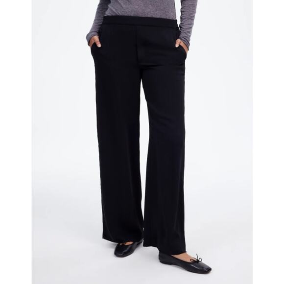 Madewell Tall Pull-On Straight Pants in Crepe True Black Size tall Large NT495 - Picture 3 of 6